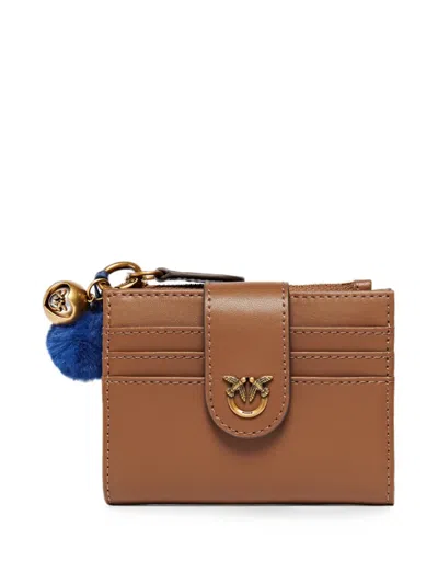 Pinko Love Birds Leather Wallet In Brown