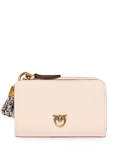 Pinko Love Birds Leather Wallet In Pink