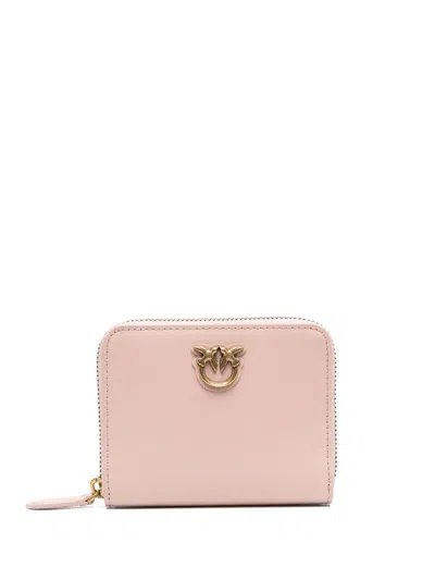 Pinko Love Birds Leather Wallet In Pink