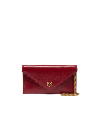 Pinko Love Birds Logo Detailed Clutch Bag In Red
