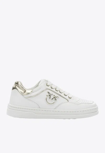 Pinko Love Birds Logo Leather Sneakers In Red