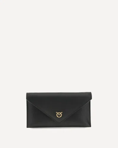 Pinko Love Birds Logo Mini Clutch Bag In Black
