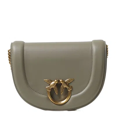 Pinko Love Birds Logo Shoulder Bag In Green