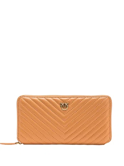 Pinko Love Birds Long Wallet In Neutrals