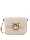 Pinko Love Birds Metal Leather Shoulder Bag In Neutral