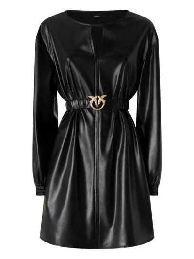 Pinko Love Birds Mini Dress In Black
