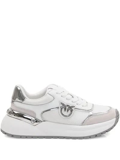 Pinko Love Birds Mirror-finish Sneakers In White