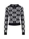 Pinko Gypsies Cropped Sweater Black/white In Multi