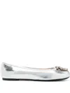 Pinko Ballet Flats Carla Argento Calf Leather In Silver
