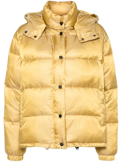 Pinko Zip-up Down Jacket In Yellow