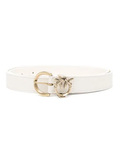 Pinko Love-birds-motif Leather Belt In White