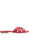 Pinko Nappa Leather Slip-ons With Bird Logo In Red