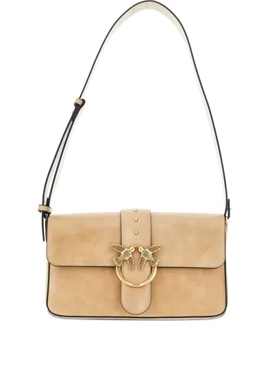 Pinko Love-birds-motif Shoulder Bag In Neutral
