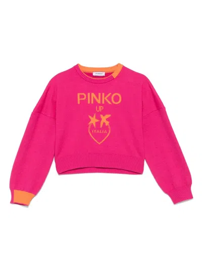 Pinko Kids' Love Birds-motif Sweater In Pink