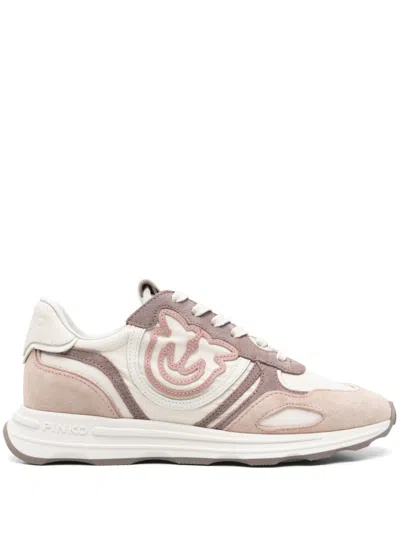 Pinko Sand And White Sneakers In Beige