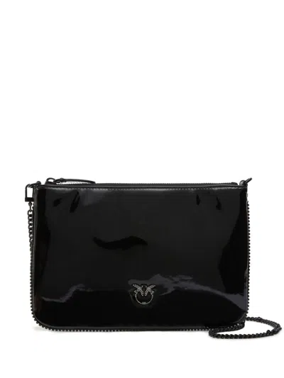 Pinko Logo Plaque Chain-link Clutch Bag In Black