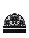 Pinko Love Birds-pattern Beanie In Black