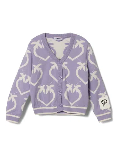 Pinko Kids' Love Birds-pattern Cardigan In Purple