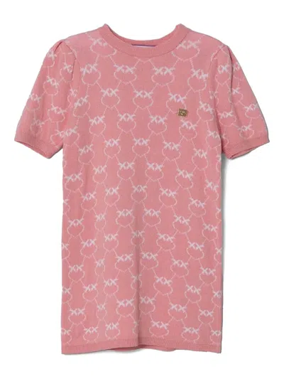Pinko Kids' Love Birds-pattern Dress In Pink