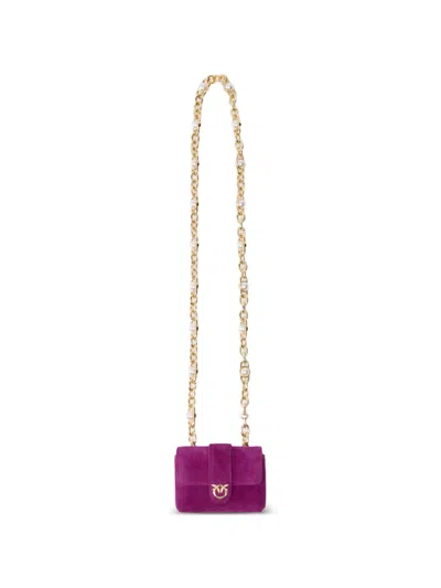 Pinko Love Birds Pearl-embellished Belt Bag In Purple