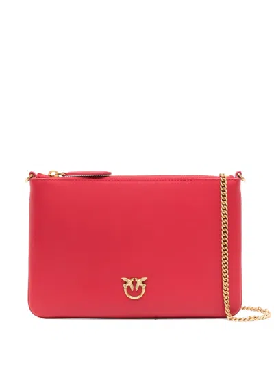Pinko Love Birds-plaque Leather Crossbody Bag In 红色