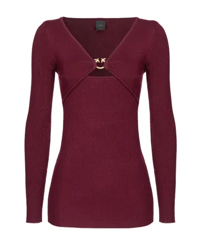 Pinko Love Birds-embellished Layered Top In Black