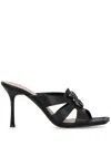Pinko Nappa Leather Sandals With Heel And Bird Detail In 黑色