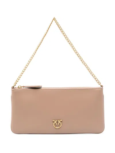 Pinko Love Birds-plaque Shoulder Bag In Neutrals