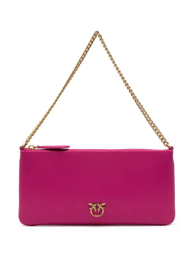 Pinko Love Birds-plaque Shoulder Bag In Rosa