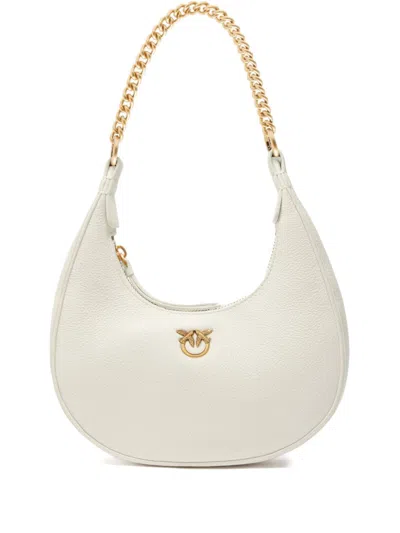 Pinko Love Birds Leather Shoulder Bag In White