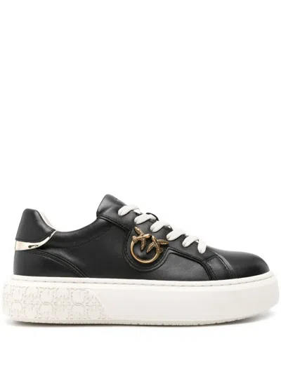 Pinko Love Birds-plaque Sneakers In Black