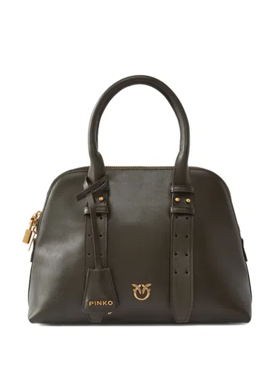 Pinko Love Birds-plaque Tote Bag In Green