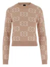 Pinko Jacquard Viscose Blend Crewneck Sweater In Neutral