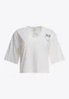 Pinko Voluminous Fit Cotton Jersey T-shirt With Logo Detail In White