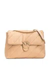 Pinko Large Quilted Recycled Fabric Love Bag In Neutrals