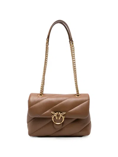Pinko Love Birds Quilted Shoulder Bag In Brown