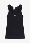Shop Pinko Love Birds Ribbed Tank Top In Black