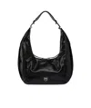 Pinko Hobo Slouchy Large Shoulder Bag In Shiny Leather In Black