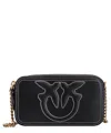 Pinko Borsa A Tracolla Nera Carrie Con Logo Love Birds In Rilievo In Black