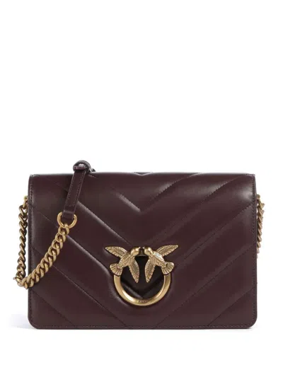 Pinko Love Birds Shoulder Bag In Brown
