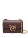 Pinko Love Bag Crossbody Bag In Soft Leather In Scricciolo-antique Gold