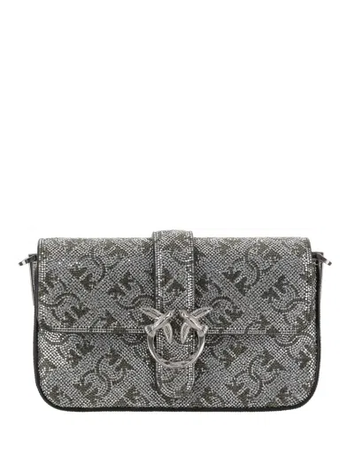 Pinko Love Birds Shoulder Bag In Gray