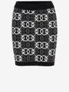 Pinko Elasticated-waistband Logo-patterned Skirt In Black