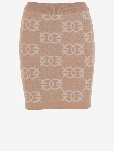 Pinko Love Birds Skirt In Viscose Blend In Multi