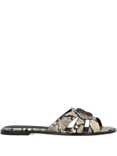 Pinko Love Birds Snakeskin-effect Sandals In Animal Print