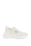 Pinko Leather And Fabric Ariel 2.0 Low Top Sneakers With Mirrored In White