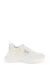 Pinko Leather And Fabric Ariel 2.0 Low Top Sneakers With Mirrored In White