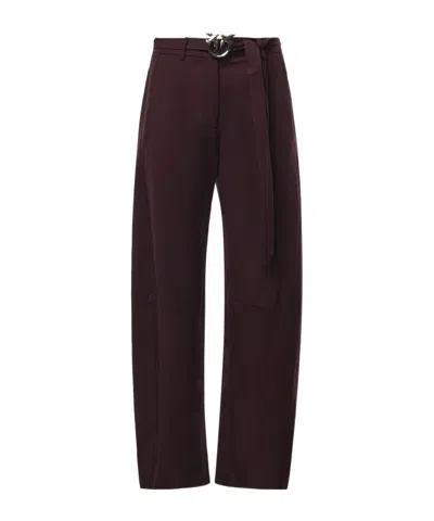 Pinko Love Birds Straight Leg Trousers In Brown