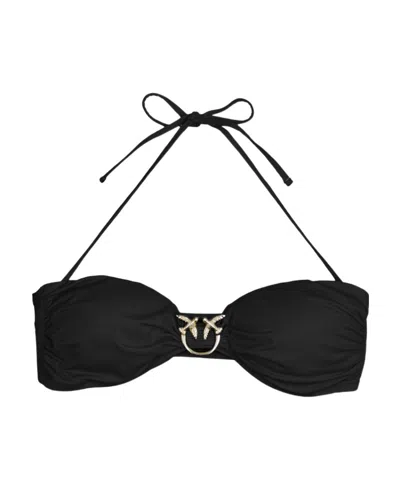 Pinko Love Birds Strapless Bikini Top In Black