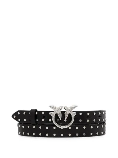 Pinko Love Birds Stud-embellished Belt In Black
